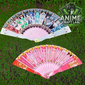 Ventagli pieghevoli Sakura fatti a mano in acrilico trasparente Clow Cards Pattern Cardcaptor Sakura Accessorio per cosplay Anime Regalo di compleanno Regalo di festa per l'amante