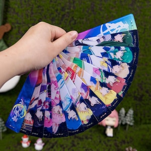 Sailor Moon Double-Sided Fan, 1995 Vintage Artwork, Anime Collectible for Cosplay, Music Festivals, and Valentine’s Day Vday Gift for Her