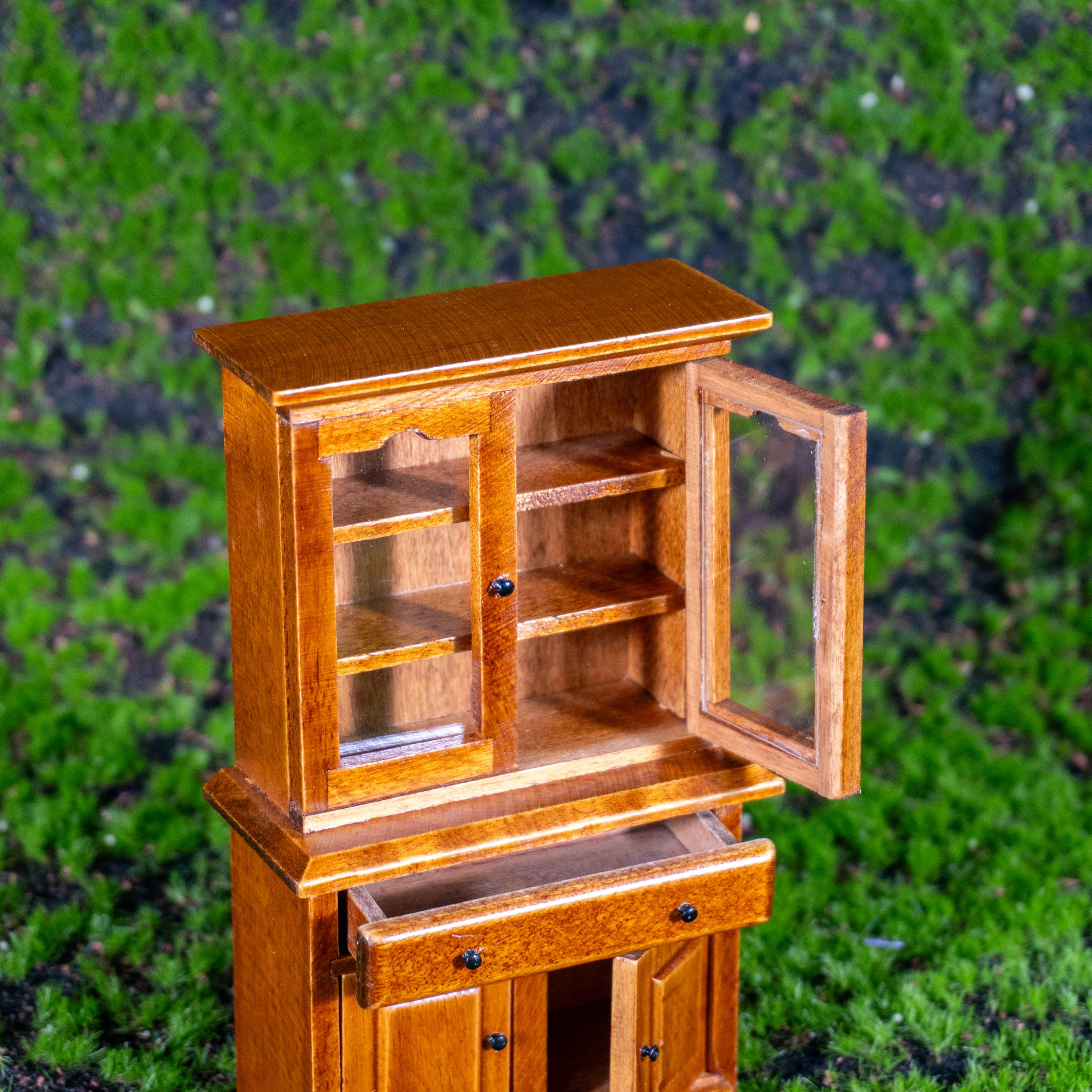 ミニチュア木製キャビネット ビクトリア朝風 ドールハウス家具 動く