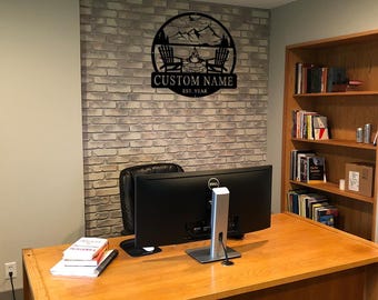 Monograma de fogueira: arte de parede de aço e metal personalizada