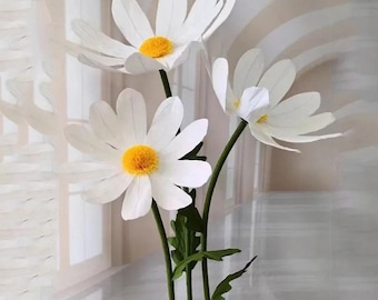 Margarita gigante de papel: Flor artesanal de 60 cm con tallo