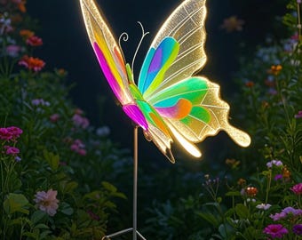 Mariposa arcoíris gigante con apertura y cierre automáticos, 115 cm de largo y 60 cm de ancho, ideal para fiestas LGBTQ+, decoración de fondo y arreglos DIY.