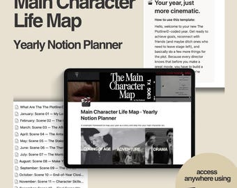 Main Character Notion Planner 2026, Yearly Life Planner Template, Goal Setting, Reflective Journal, Digital Planning