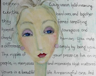 Watercolor Ink Portrait: "You Matter" Affirmation Art – Meaningful Gift