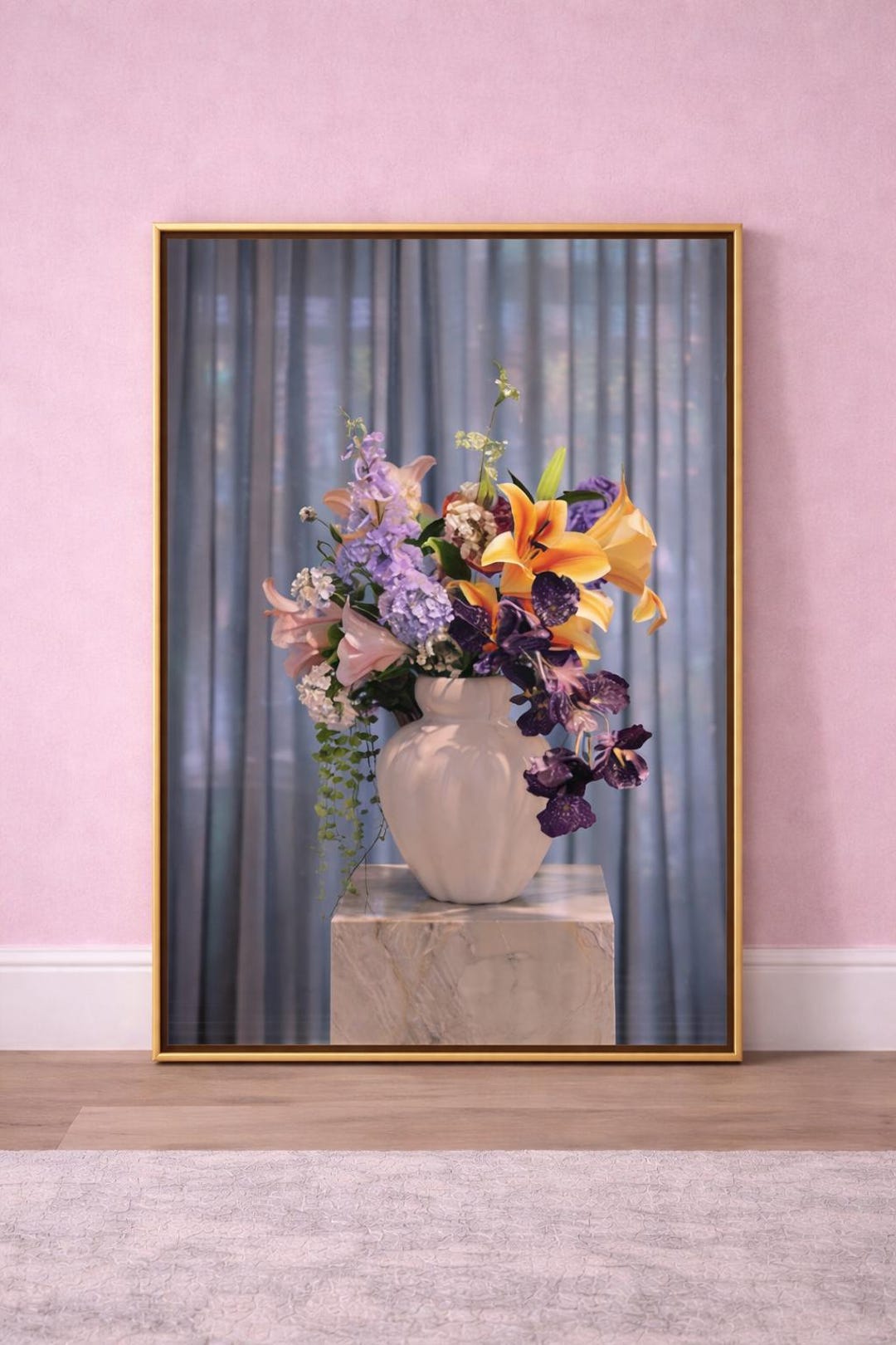 Pink & Purple Floral Vase Print – Elegant Feminine Wall Art (digital ...
