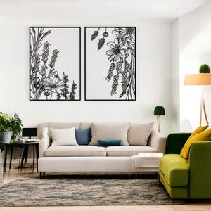 Metal Flower Wall Art - Poppy Flowers Metallic Wall Decor - Modern Metal Wall Art for Living Room - Unique Floral Wall Art for Home Decor
