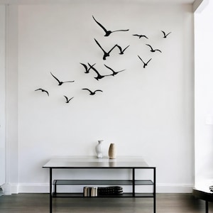Arte de pared de metal con bandada de pájaros - Decoración de pared con pájaros de acero - Arte de pared único para sala de estar - Letrero de pájaros - Decoración de casa de playa - Regalo de inauguración de la casa