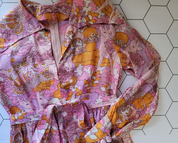 Vintage 60's Psychedelic Deer mini short Dress XS