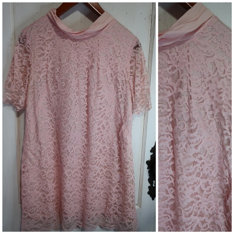 Vintage 60s Pink Lace Dress BabyDoll