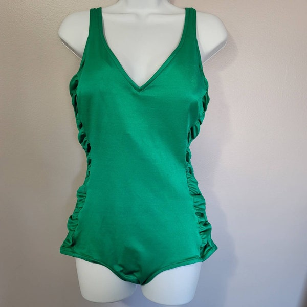 Rose Marie Reid Green One Piece Vintage Swim Suit Maillot swimsuit