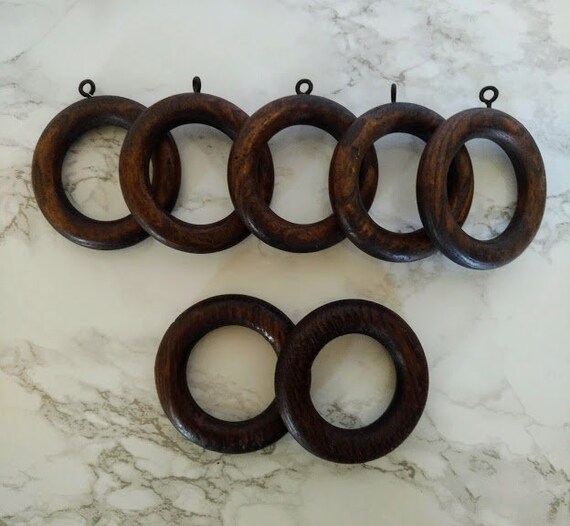 Vintage Wood Drapery Rings Curtain Rings Lot Of 7 Wooden Dark Etsy