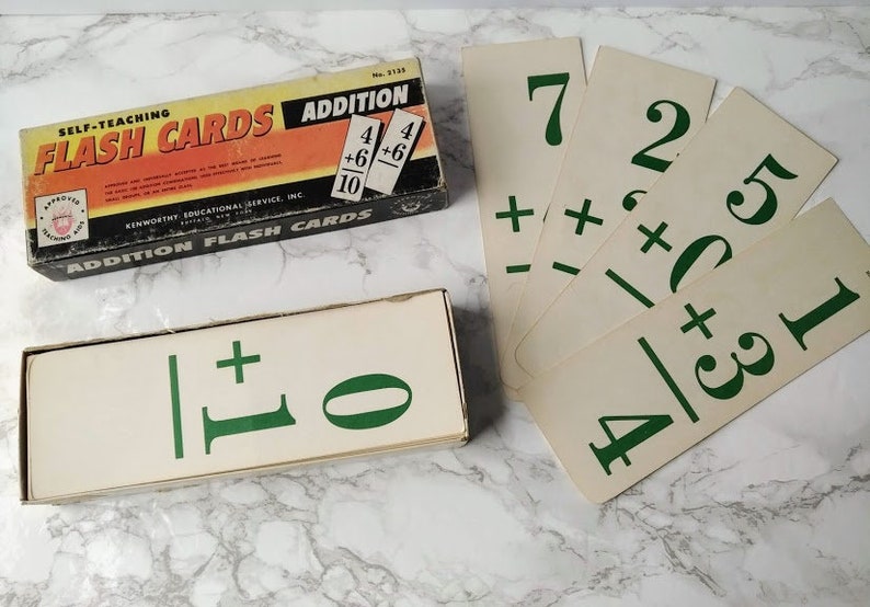 Math Addition Flash Cards Vintage Box 100 - 