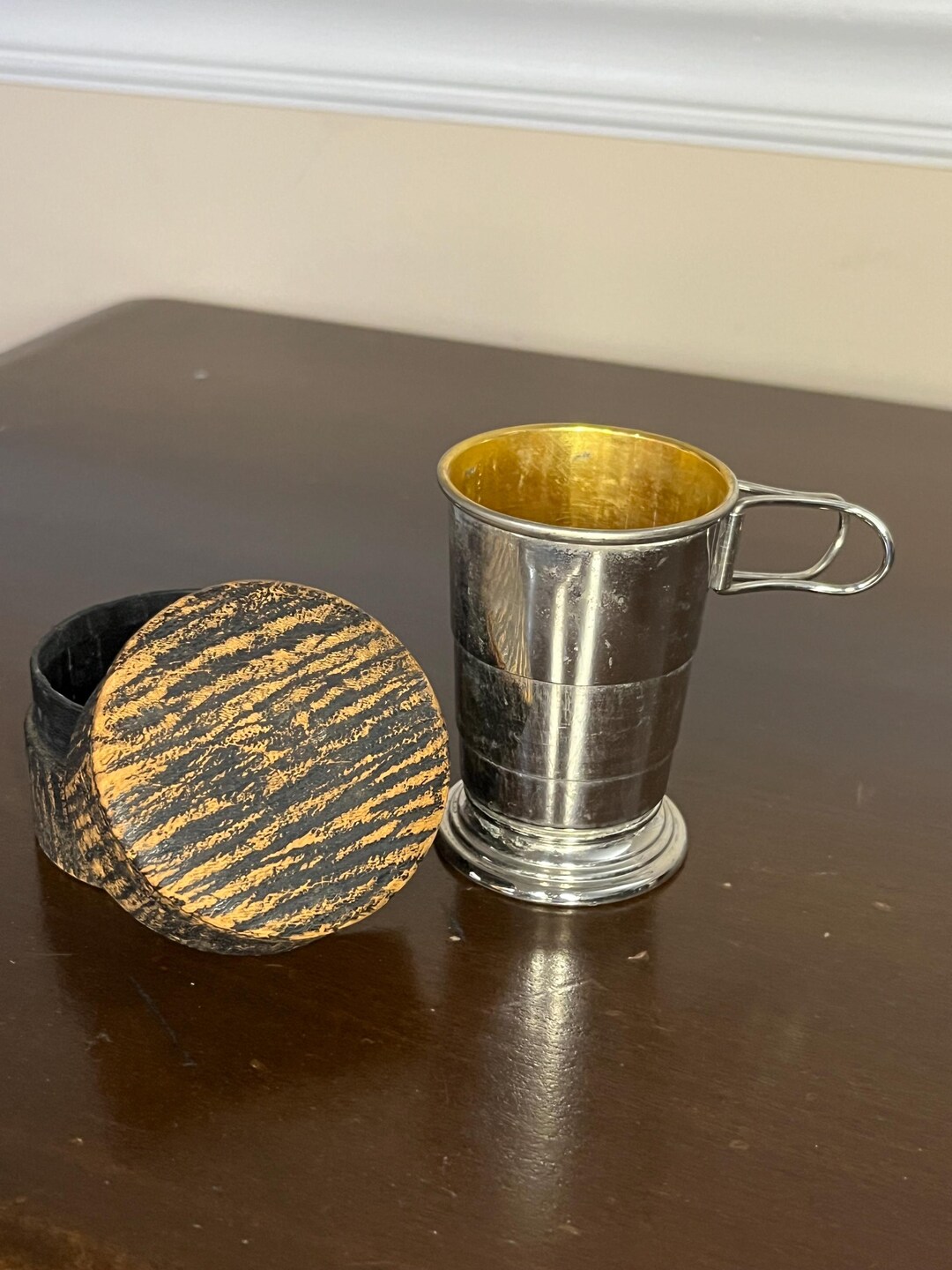 Antique C F Rumpp & Sons Silver Plate Hollow Ware Collapsible Cup With