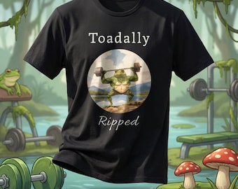 Toadally Ripped Frog Shirt, Funny Gym Tee, Frog Lover Gift, Weightlifting Shirt, Cottagecore Frog Tee, Funny Animal Pun Shirt, Gym Gift