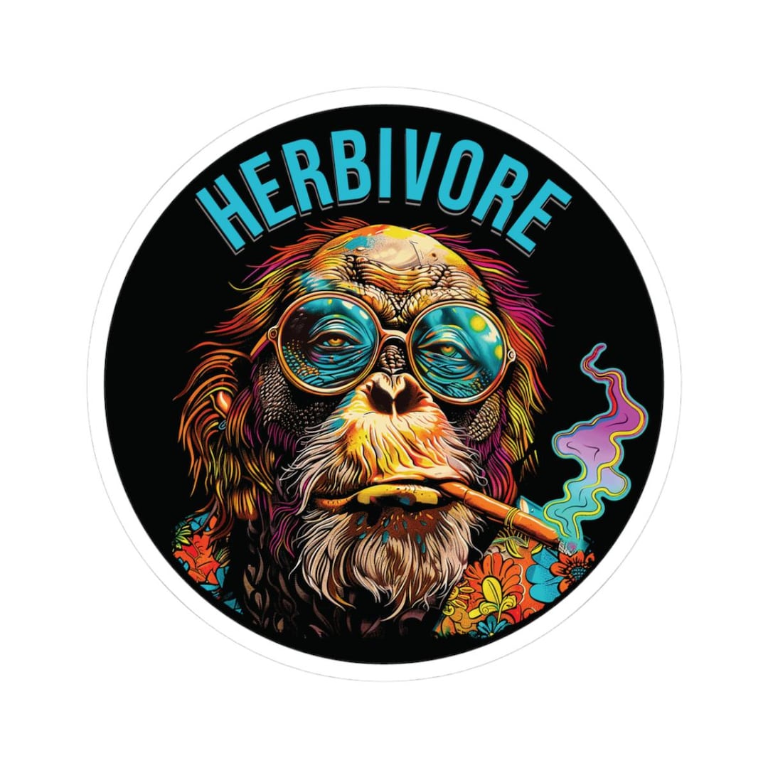 Trippy Herbivore Ape Sticker, Funny Stoner Orangutan Vinyl Decal - Etsy