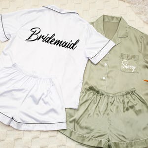 Personalized Softest Bridesmaid Pajamas,Monogram Bridal Pajamas,Bridal Party Gifts,Satin Pajama Set,Bridesmaid Gift,Bachelorette Party Gifts