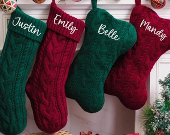 Gepersonaliseerde familie kerstsokken, 2025 geborduurde kerstsokken, gebreide kousen met naam, kerstcadeaus, vakantiedecor