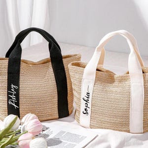 Personalized Beach Bag, Custom Beach Straw Bags, Bridesmaid Gifts Bag, Girls Travel Tote Bag, Bachelorette Party Gift Bag, Wedding Gift