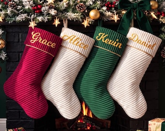 2026 Personalized Christmas Stockings, Corduroy Christmas Stockings, Family Christmas Stockings,  Holiday Decor