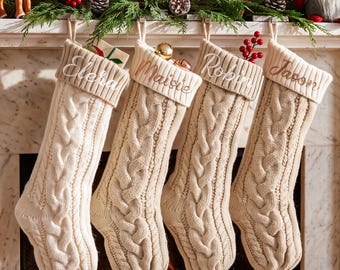 Calcetines navideños familiares personalizados, calcetines navideños bordados 2026, calcetines de punto con nombre, regalos de Navidad, decoración navideña