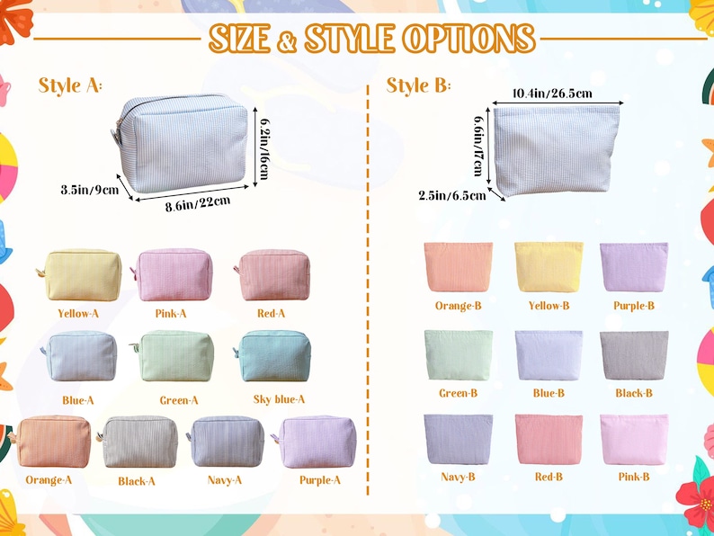 Personalized Seersucker Makeup Bag,Custom Name Toiletry Bag, Vacation Travel Pouch, Bridesmaid Gifts for Her image 7