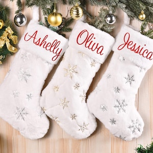 Personalized Family Christmas Stocking, Embroidered Christmas Stockings With Name, Monogram Stocking, 2025 Holiday Stocking Decoration