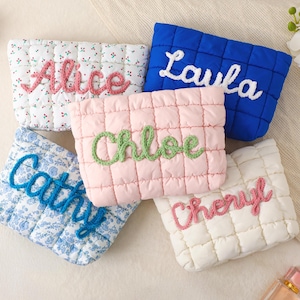 Personalized Quilted Makeup Bag, Bridesmaid Makeup Bag,Toiletry Bag,Bridesmaid Gifts,Travel makeup Bag,Bridal Party Gift,Gift for Her image 13