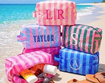 Personalized Waterproof PVC Makeup Bag, Custom Name Cosmetic Pouch, Toiletry Bag, Bridesmaid Gift, Bachelorette Party Favor