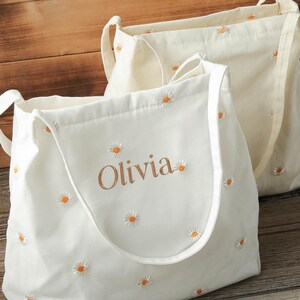 Blumen Henkel Tasche, Daisy Tasche, Boho Tasche, quadratische Tasche, Strandtasche, Geschenk für sie, Vintage Style Tasche für Frau, Einkaufstasche
