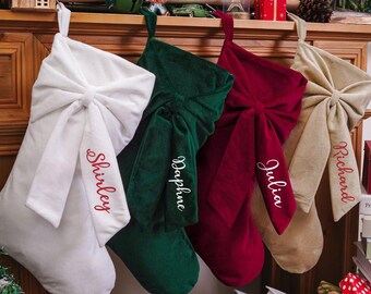 2026 Family Christmas Stockings, Personalized Velvet Christmas Stockings, Bow Christmas Stocking With Name, Holiday Stocking, Holiday Decor