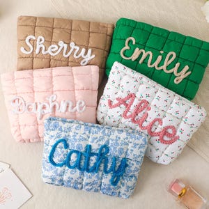 Personalized Quilted Makeup Bag, Bridesmaid Makeup Bag,Toiletry Bag,Bridesmaid Gifts,Travel makeup Bag,Bridal Party Gift,Gift for Her image 11