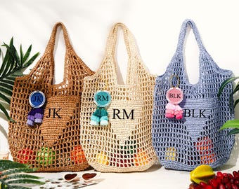 Personalized Raffia Beach Tote Bag,Monogram Bridesmaid Gifts Bag,Beach Straw Bag,Party Favor Bag,Bachelorette Party Bag,Mothers Day Gift