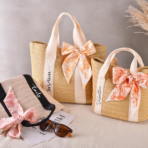 Personalized Beach Straw Bags, Bridesmaid Bag, Bachelorette Tote Bag, Bridal Shower Bag, Party Favor Bag, Bridesmaid Proposal, Burlap Tote