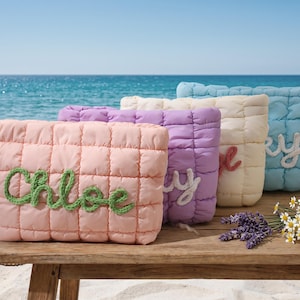 Personalized Quilted Makeup Bag, Bridesmaid Makeup Bag,Toiletry Bag,Bridesmaid Gifts,Travel makeup Bag,Bridal Party Gift,Gift for Her image 3