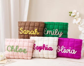 Personalized Quilted Makeup Bag, Bridesmaid Makeup Bag,Toiletry Bag,Bridesmaid Gifts,Travel makeup Bag,Bridal Party Gift,Gift for Her
