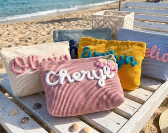 Custom Makeup Bag, Travel Cosmetic Pouch, Bridesmaid Gifts, Summer Beach Bag Organizer Cosmetic Gift for Her