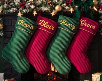 Personalized Christmas Stockings, Corduroy Christmas Stockings, Family Christmas Stockings,  Holiday Decor
