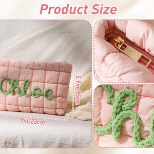 Personalized Quilted Makeup Bag, Bridesmaid Makeup Bag,Toiletry Bag,Bridesmaid Gifts,Travel makeup Bag,Bridal Party Gift,Gift for Her image 7