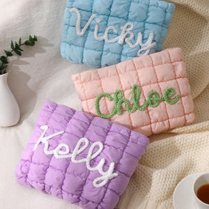 Personalized Quilted Makeup Bag, Bridesmaid Makeup Bag,Toiletry Bag,Bridesmaid Gifts,Travel makeup Bag,Bridal Party Gift,Gift for Her image 17