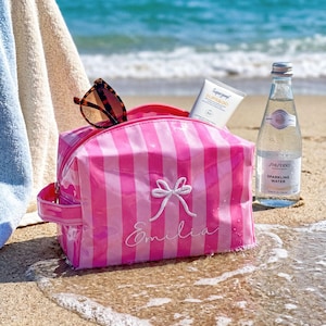 Personalized Waterproof PVC Makeup Bag, Custom Name Cosmetic Pouch, Toiletry Bag, Bridesmaid Gift, Bachelorette Party Favor image 4