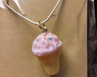 Cherry Icecream Cone Pendant, Necklace