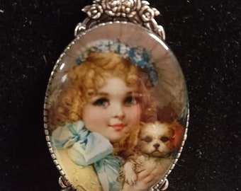 Darla and her puppy.....in silver like setting