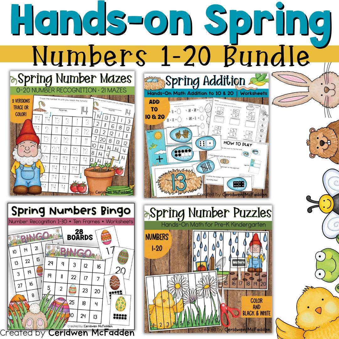 Kindergarten Math Spring Worksheets | Math Spring Bundle, Number ...
