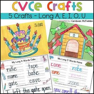 Silent E CVCe Crafts for Kindergarten & 1st Grade | Long Vowel Magic E Activities | Phonics Craft Printable