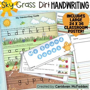 Handwriting Practice Sheets | Handwriting Worksheets, Classroom Poster, Kindergarten Writing, Letter Formation | Sky Grass Dirt Handwriting