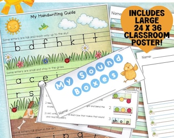 Handwriting Practice Sheets | Handwriting Worksheets, Classroom Poster, Kindergarten Writing, Letter Formation | Sky Grass Dirt Handwriting