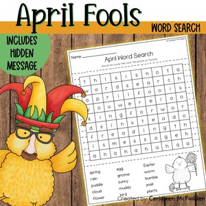 April Fools Day Classroom Activity Word Search, April Fools Prank Printable, Spring Word Search Kids Activity, Funny Teacher April Fools