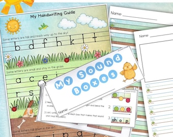 Handwriting Practice Sheets | Handwriting Worksheets Printable, Kindergarten Writing Paper, Letter Formation | Sky Grass Dirt Handwriting