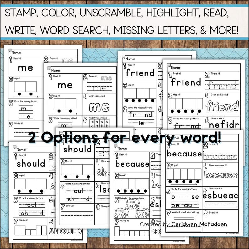 100 Sight Words | 198 Worksheets for Kindergarten & 1st Grade | High ...