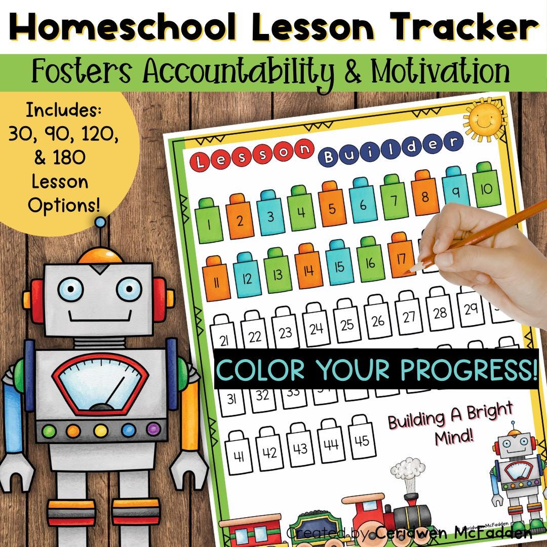 Building Blocks Lesson Tracker | Homeschool Curriculum Progress Chart ...
